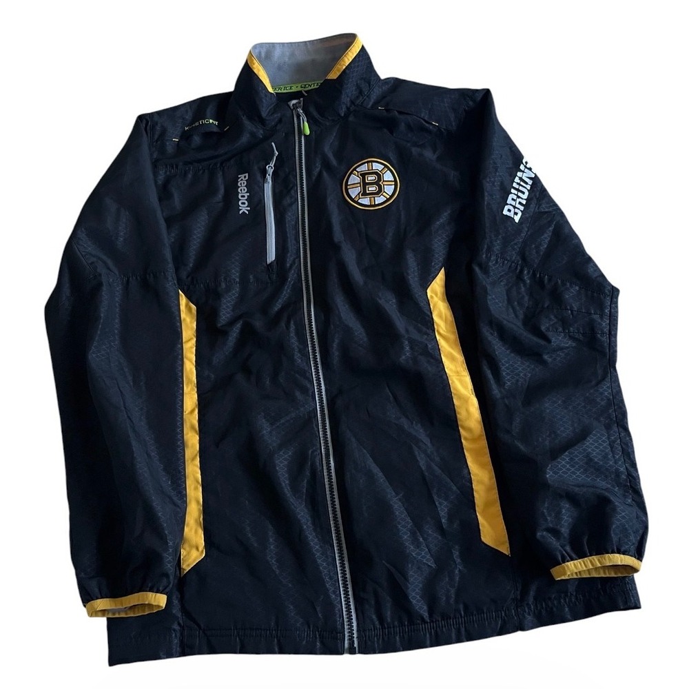Reebok NHL Bruins Center Ice Collection Windbreaker Men's Small Black KineticFit